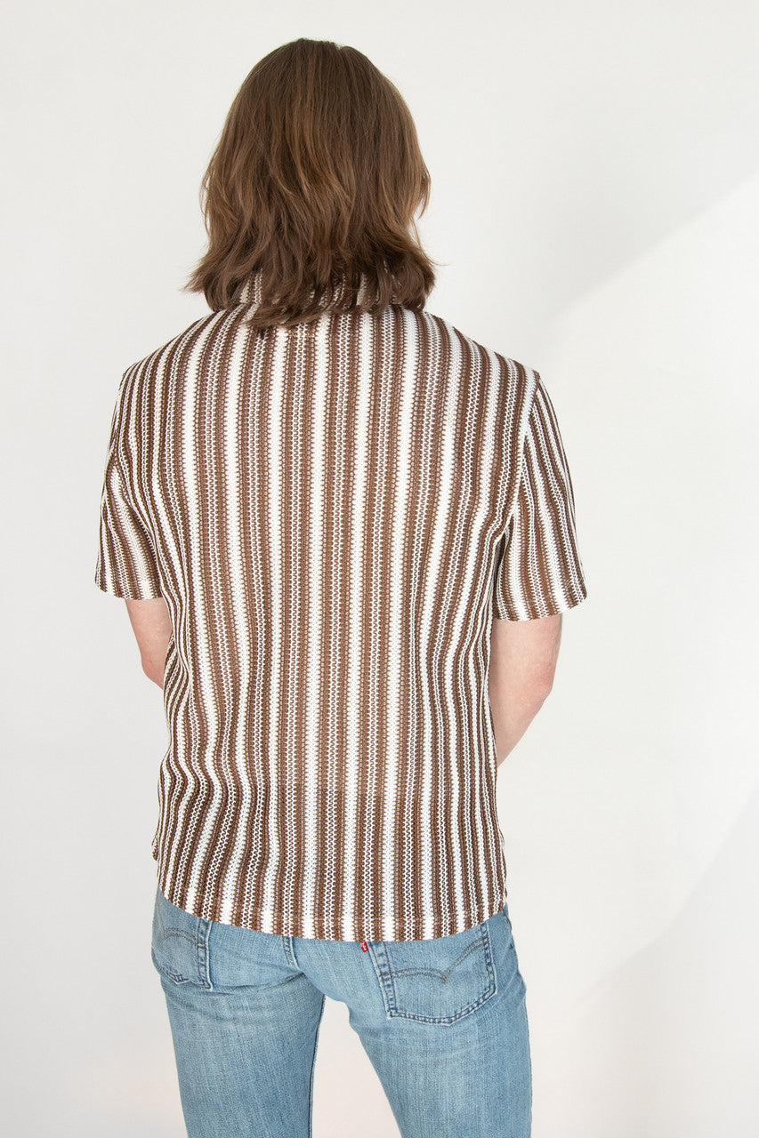 Brown Cabana Knit Button Up Shirt