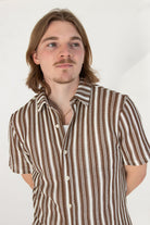 Brown Cabana Knit Button Up Shirt