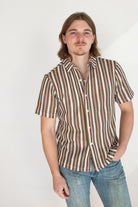 Brown Cabana Knit Button Up Shirt