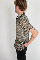 Zigzag Cabana Knit Button Up Shirt
