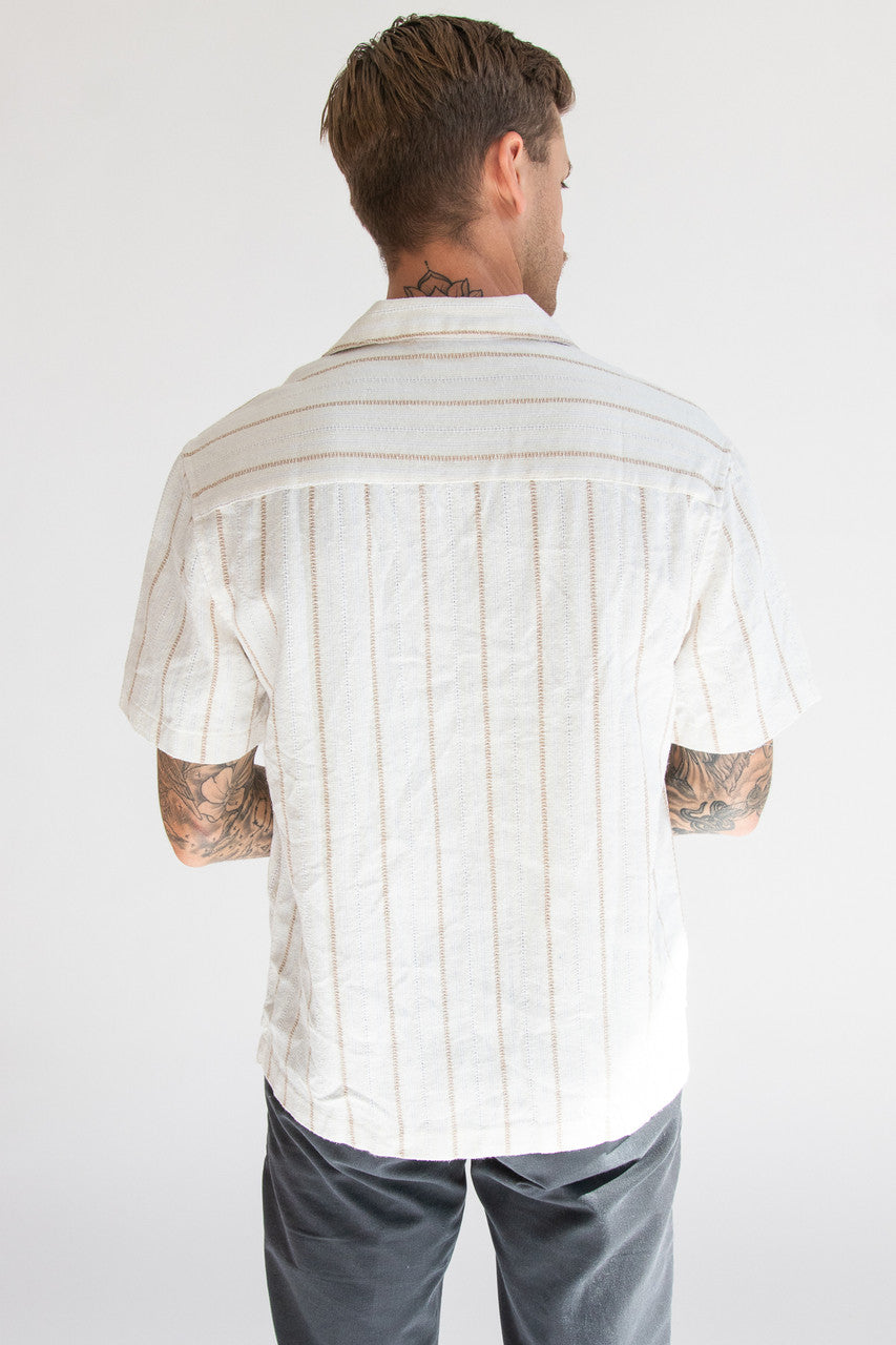 Cream Striped Woven Button Up Shirt