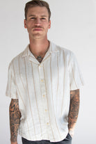Cream Striped Woven Button Up Shirt