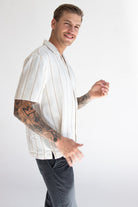Cream Striped Woven Button Up Shirt