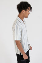 Beachy Textured Stripe Button Up Shirt