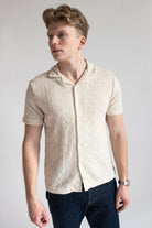 Textured Diamond Crochet Button Up Shirt