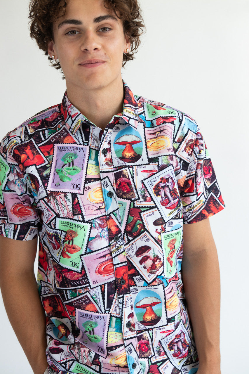 Mushroom Stamps Button Up Shirt