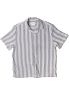 Misty Gray Striped Textured Button Up Shirt
