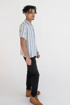 Misty Gray Striped Textured Button Up Shirt