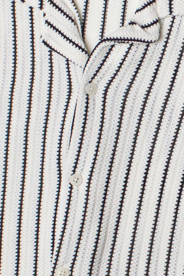 Knit Black Stripe Button Up Shirt