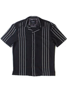 Ribbed White Stripe Black Button Up Shirt