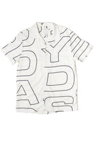 Graphic Block Letter Button Up Shirt