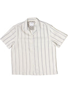 Black Striped Textured Woven Button Up Shirt