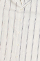 Black Striped Textured Woven Button Up Shirt