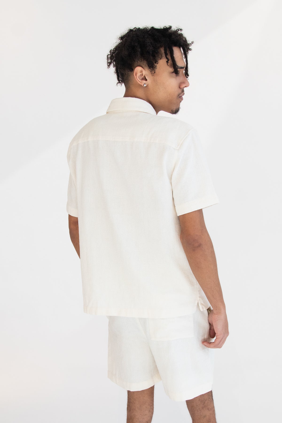Alabaster Textured Button Up