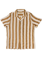 Natural Striped Textured Knit Button Up Shirt