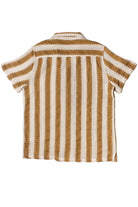 Natural Striped Textured Knit Button Up Shirt