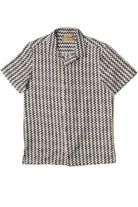 Natural Zigzag Textured Knit Button Up Shirt