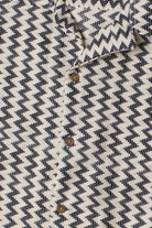 Natural Zigzag Textured Knit Button Up Shirt