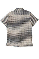 Natural Zigzag Textured Knit Button Up Shirt