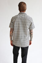 Natural Zigzag Textured Knit Button Up Shirt