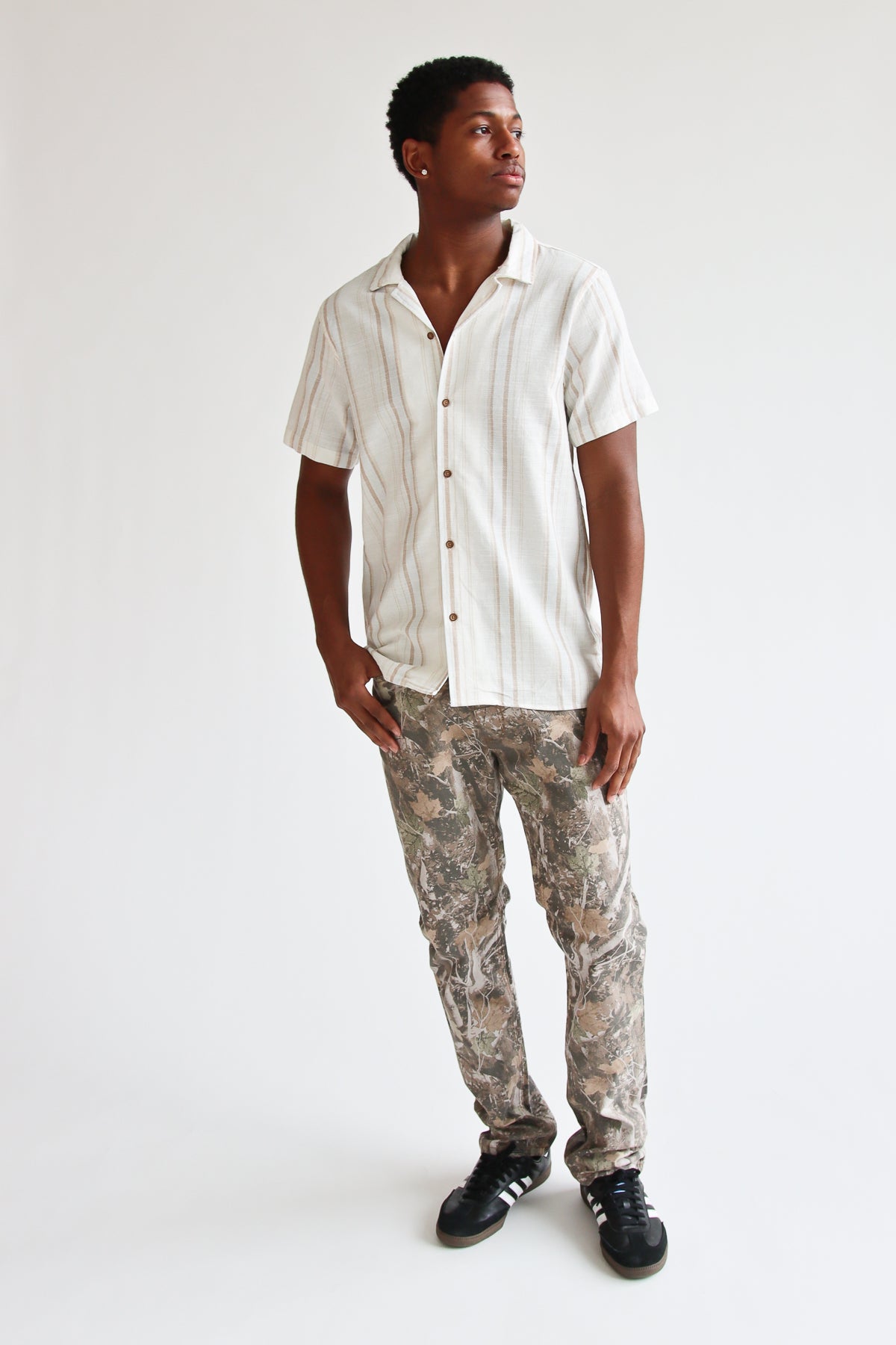 Beachy Beige Stripe Button Up