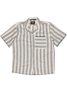 Blanket Stitch Trim Striped Button Up Shirt