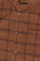 Brown Check Woven Knit Button Up Shirt