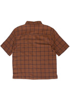 Brown Check Woven Knit Button Up Shirt