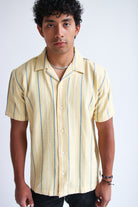 Yellow Striped Woven Button-Up Shirt