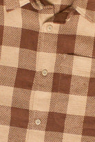 Brown Check Woven Knit Button Up Shirt