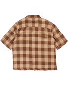 Brown Check Woven Knit Button Up Shirt
