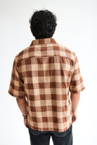 Brown Check Woven Knit Button Up Shirt