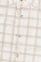 Checker Plaid Button Up Shirt - Beige