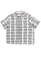 Woven Granny Square Print Button Up Shirt - White