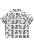 Woven Granny Square Print Button Up Shirt - White