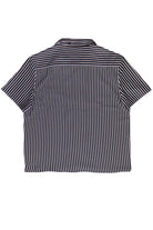 Patch Striped Textured Button Up Shirt - Black