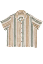 Crochet Striped Button Up Shirt