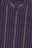 Embroidered Weave Striped Button Up Shirt