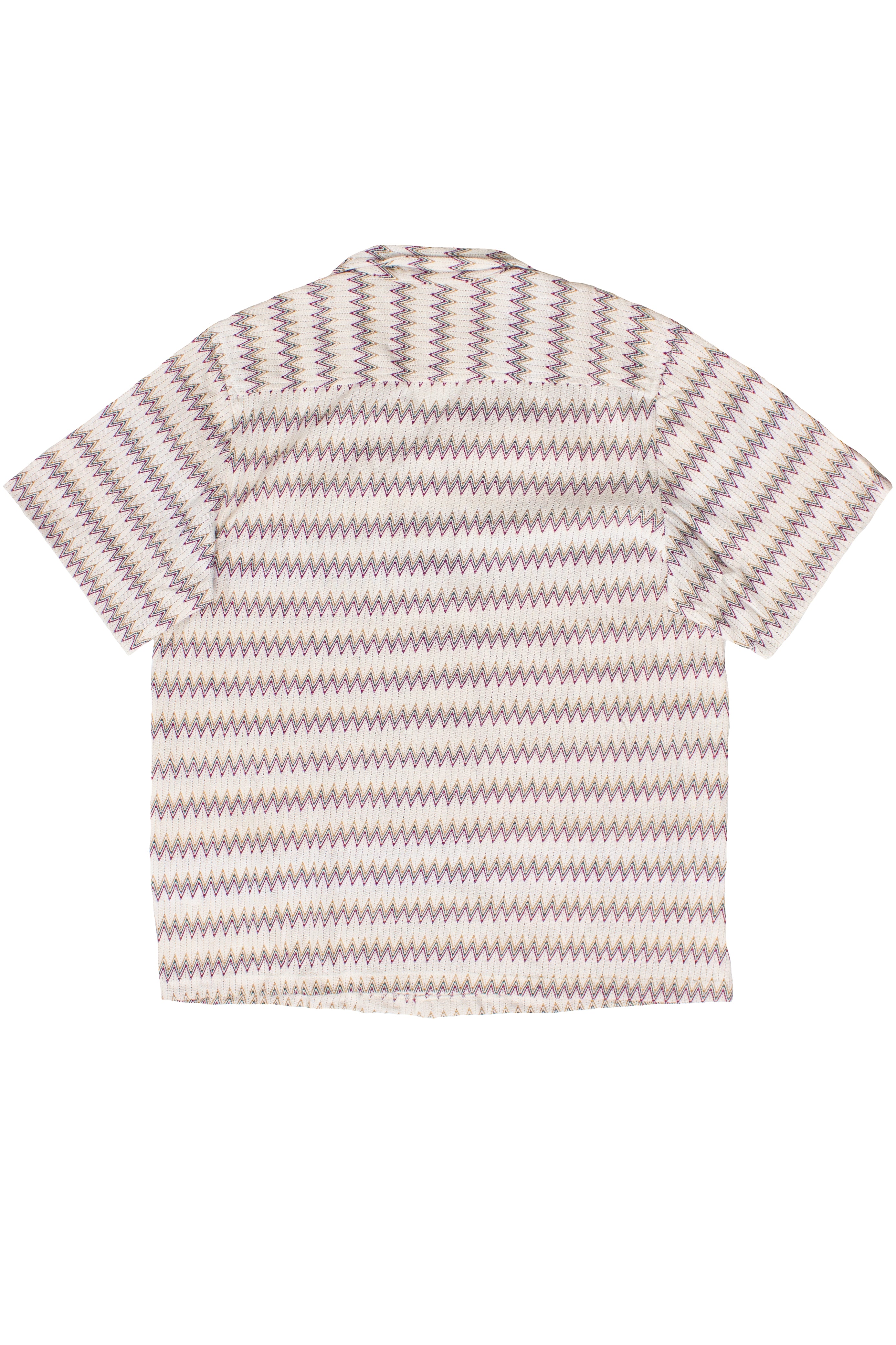Woven Zig Zag Button Up Shirt - Beige