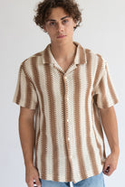 Crochet Striped Woven Shirt