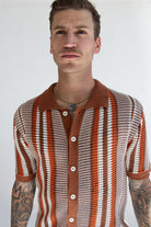 Warm Brown Crochet Button Up Shirt