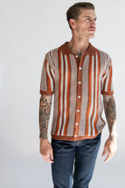 Warm Brown Crochet Button Up Shirt