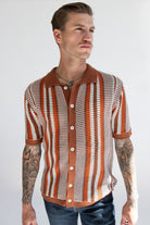 Warm Brown Crochet Button Up Shirt