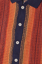 Navy Sunset Crochet Button Up Shirt