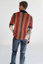 Navy Sunset Crochet Button Up Shirt