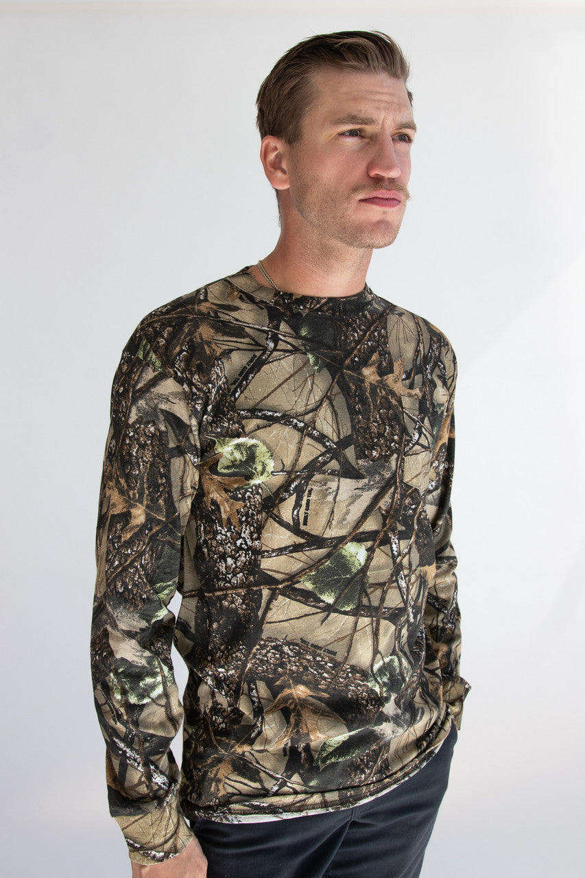 Woodland Camo Long Sleeve Pocket Tee