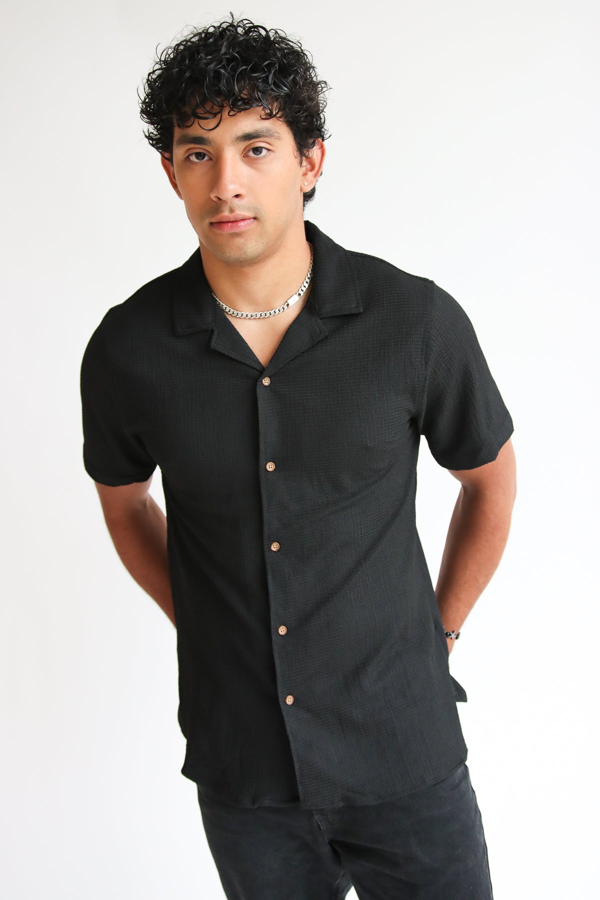 Lightweight Textured Button Up Shirt