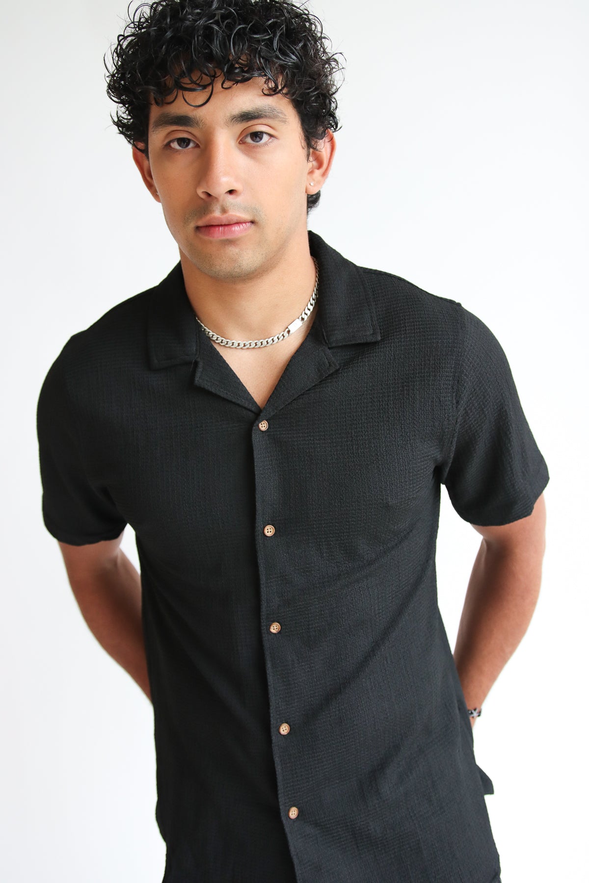 Lightweight Textured Button Up Shirt