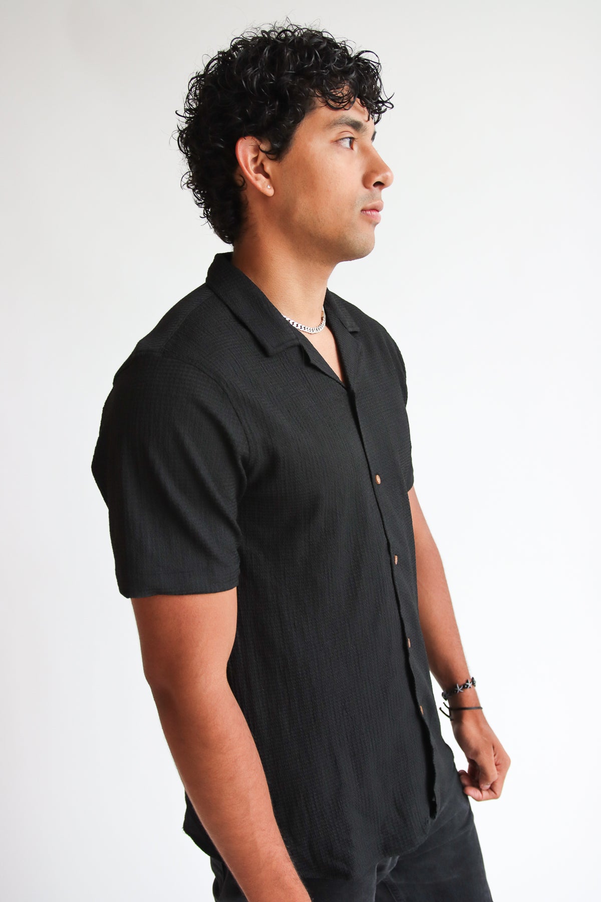 Lightweight Textured Button Up Shirt