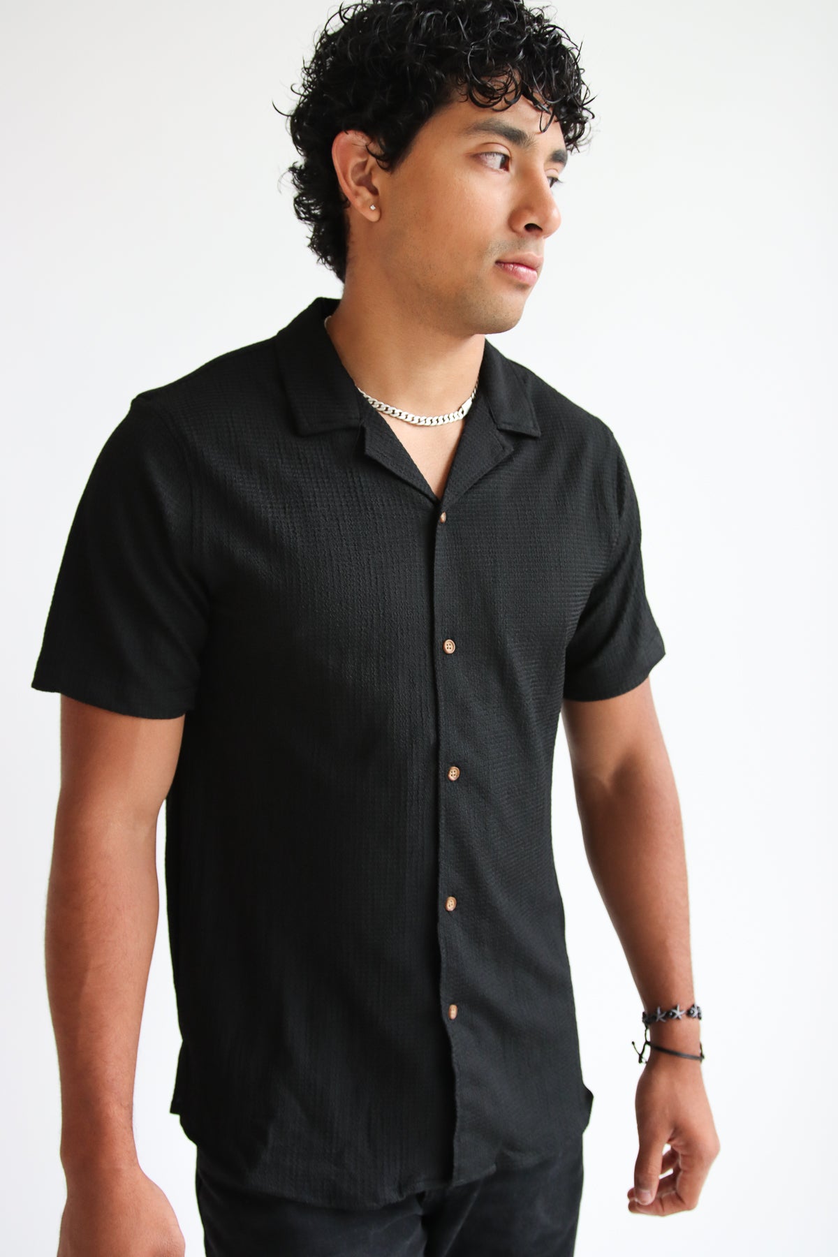 Lightweight Textured Button Up Shirt
